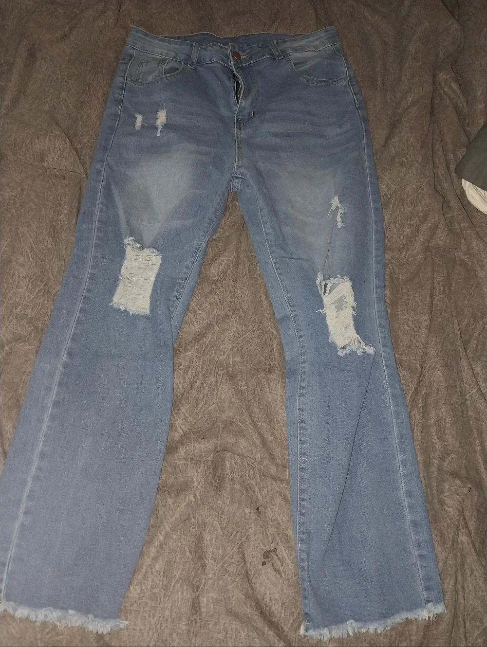 Distressed High-Rise Wide-Leg Jeans - Light Blue - Picture 2 of 2
